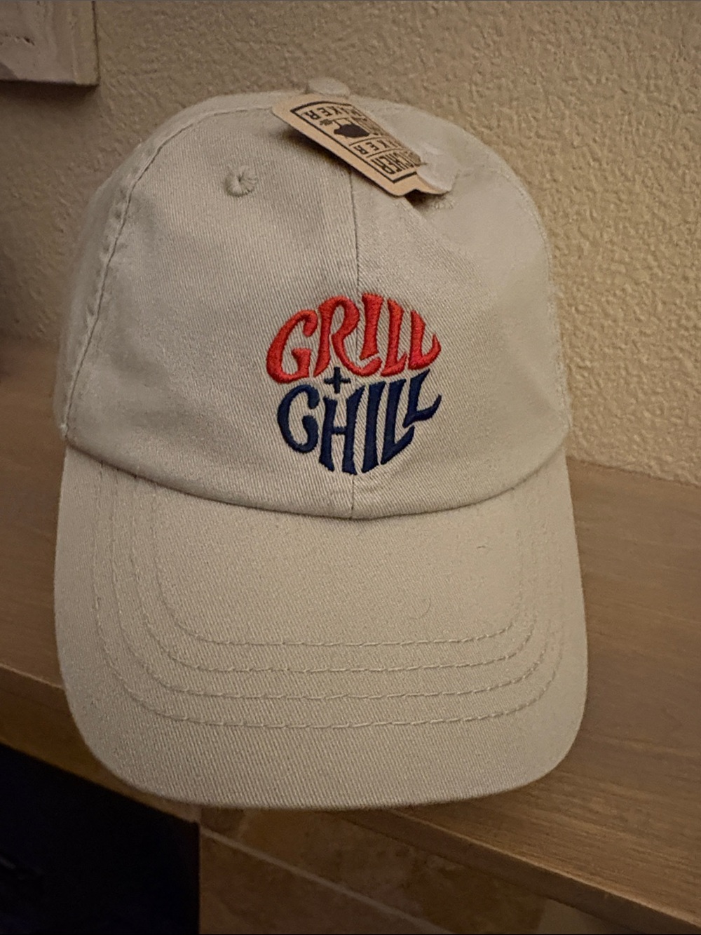 Beige 'Grill + Chill' Embroidered Baseball Cap by Open Road